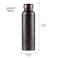 MILTON Copper Swasth Water Bottle, 940 ml, Black Lotus Lacquer Coating, Curved bottle