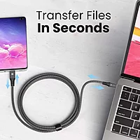 Portronics USB Type-C Braided Cable for Mobile & Laptop – Black. Durable, fast charging, and data transfer. Compatible with various devices. Ideal for everyday use. Length: 1 meter.