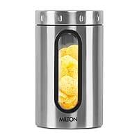 MILTON Steel Crispy 1500 Storage Jar, 1.45 Litres, Silver Light Weight Odour Proof Dishwasher Safe