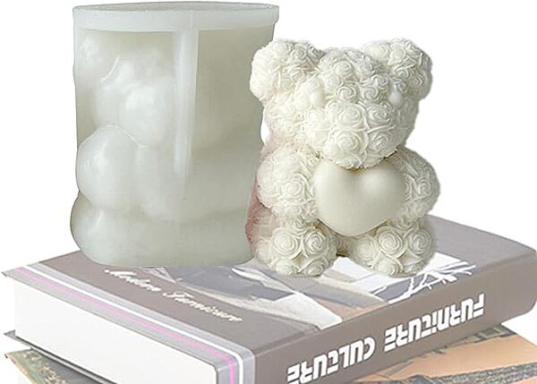 Silicon Mold Candle SMALL Teddy Rose Heart