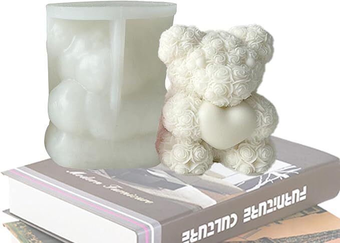 Silicon Mold Candle SMALL Teddy Rose Heart