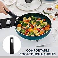 Borosil ProChef Non-Stick Deep Pan with Lid 26 cm | Gas Stove Compatible, Thick Uniform Body for Even Heating | PFOA Free, Blue Exterior, Stir Frying Pan for Eggs, Cutlets, 1 Year Warranty