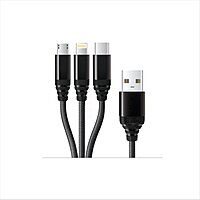 Just Corseca SPEEDY GO 3-in-1 Fast Charging Cable – 65W | USB to Type-C, Micro USB & Lightning