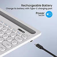 Portronics Bubble Dock Wireless Keyboard – Dual Connectivity 2.4GHz RF & Bluetooth 5.3 | Multi-Device Pairing | Built-in Tablet Holder | Rechargeable Battery