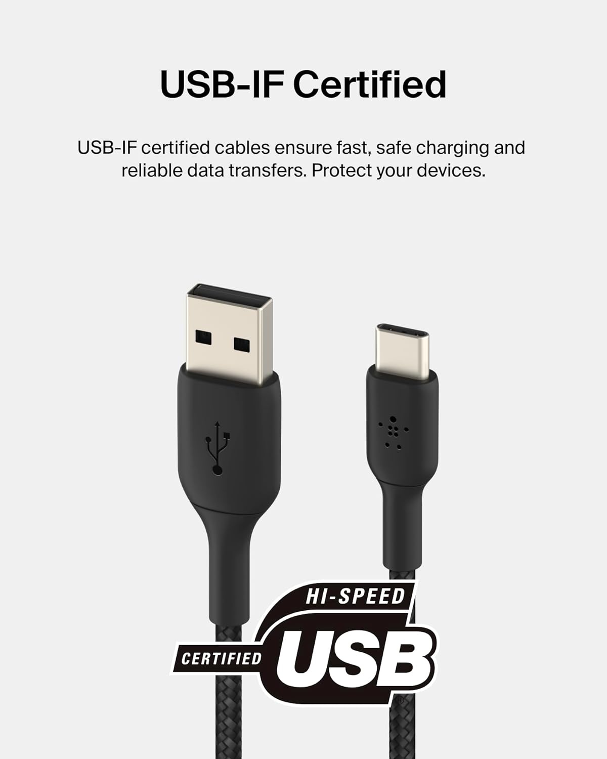 Belkin International USB Type C Cable 2A 1m Type C to USB-A 2.0 Tough Unbreakable Braided Nylon Cable