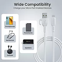 Portronics Konnect Core 3 – USB-A to Type-C Cable | 1.5m Length | Fast Charging & Data Transfer | Durable Build | Smartphone, Tablet & Laptop Compatible | White
