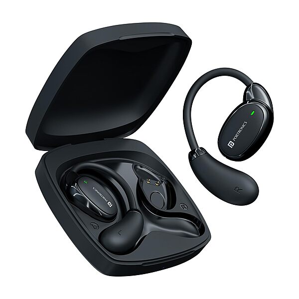 Portronics Twins 31 – OWS Earbuds, 24H Playtime, Black. Experience superior sound quality, ergonomic design, and seamless connectivity. Perfect for music lovers and on-the-go lifestyles.