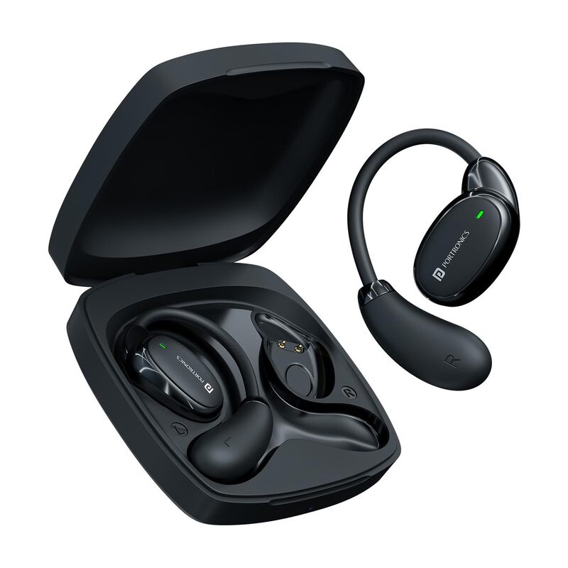 Portronics Twins 31 – OWS Earbuds, 24H Playtime, Black. Experience superior sound quality, ergonomic design, and seamless connectivity. Perfect for music lovers and on-the-go lifestyles.