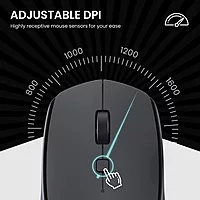 Portronics Toad 23 Wireless Optical Mouse – 2.4GHz | USB Nano Dongle | Optical Sensor | Adjustable DPI | Click Wheel | Black