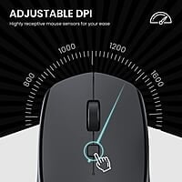 Portronics Toad 23 Wireless Optical Mouse with 2.4GHz, USB Nano Dongle, Optical Orientation, Click Wheel, Adjustable DPI