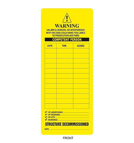 Scaffolding Tag - Green & Yellow