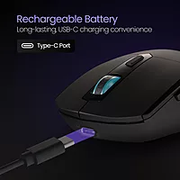 Portronics Toad One Black – Dual Mode RGB Mouse features wireless and wired connectivity, customizable RGB lighting, ergonomic design, and high precision for gamers and professionals alike.
