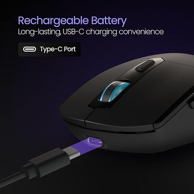 Portronics Toad One Wireless 2.4GHz & Bluetooth Connectivity Optical Mouse with 7 Colors RGB Lights, Rechargeable Battery Portronics Toad One Wireless 2.4GHz & Bluetooth Connectivity Optical Mouse with 7 Colors RGB Lights, Rechargeable Battery