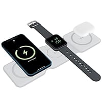 Ambrane 3-in-1 Wireless Charger with 20W BoostedSpeed for iPhone 14/13/12/11/X/8 Series, Galaxy S22/S21/S20/Note20/10/10+ Series, Foldable Design, Wide Compatibility