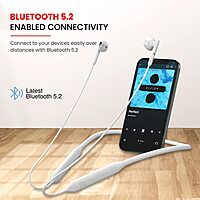 Portronics Harmonics Z5 – Bluetooth Headset, 33Hrs Playtime, Crisp Sound, Comfortable Fit, Sleek Design, Ideal for Music & Calls, Easy Controls, Lightweight, Perfect for Daily Use, White Color.