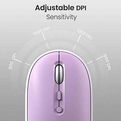 Portronics Toad II Bluetooth Mouse – Dual Mode  |  DPI up to 1600 | Purple | 1 Year Warranty