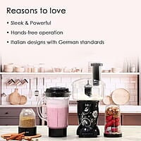 Wonderchef Nutri-blend BOLT Food Processor & Atta Kneader 600W  22000 RPM 4 unbreakable jars Black