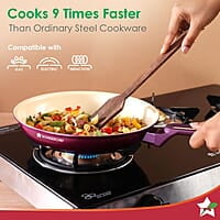 Wonderchef Bellagio Fry Pan  24 cm  1.7 L Non-Stick Ceramic Coating 3mm Thickness