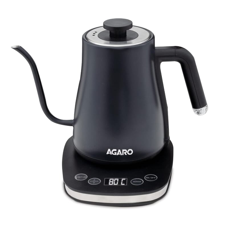 AGARO Grand Electric Goose Neck Kettle, 800 ml, Hot Water, Tea, Coffee, Stainless Steel Body, Narrow Neck, Adjustable Temperature Settings, LED display, Black | 1500 watts