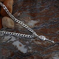 Sterling Silver (92.5%) Curb Chain with God Kartikeya Vel Pendant Lord Murugan Doller for Men