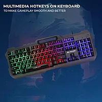 LAPCARE Champ Gaming Series ALFA Keyboard 8 – Rainbow Backlight | Multicolor LED Effects | Metal Cover & Plastic Shell | Anti-Ghosting Keys | Multimedia Hotkeys | Golden USB Cable