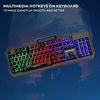 LAPCARE Champ Gaming Series ALFA Keyboard 8 – Rainbow Backlight | Multicolor LED Effects | Metal Cover & Plastic Shell | Anti-Ghosting Keys | Multimedia Hotkeys | Golden USB Cable