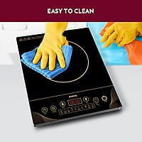 Borosil Smartkook-TC14 Electric Induction Cooktop, Glass Surface, Energy Saving, Flame-free Cooking, Black, 2000W