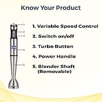 KENT 16044 Hand Blender Stainless Steel 400 W | Variable Speed Control | Easy to Clean and Store | Low Noise Operation