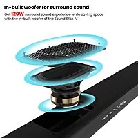 Portronics Sound Slick IV – 120W Bluetooth Soundbar offers immersive sound with deep bass, sleek design, and multiple connectivity options. Perfect for enhancing your home entertainment experience.