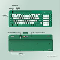Portronics Bubble Square Bluetooth + Wireless Keyboard – Multimedia Keys  | Green | 1 Year Warranty