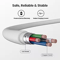 Portronics Konnect Link – Type-C Cable, 3A, 1M, White. Fast charging and data transfer, durable design, compatible with various devices, perfect for everyday use, reliable performance.