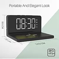 Portronics Freedom 4 Desktop Wireless Charger – Alarm Clock & LED Lamp | Black
