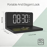 Portronics Freedom 4 Desktop Wireless Charger – Alarm Clock & LED Lamp | Black