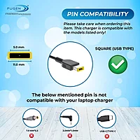 Fugen 45W Laptop Charger for Lenovo Yoga 720 910 IdeaPad 720S Chromebook | USB Slim Square