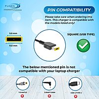 Fugen 45W Laptop Charger for Lenovo Yoga 720 910 IdeaPad 720S Chromebook | USB Slim Square