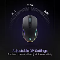 Portronics Toad One Black – Dual Mode RGB Mouse features wireless and wired connectivity, customizable RGB lighting, ergonomic design, and high precision for gamers and professionals alike.