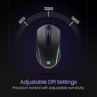 Portronics Toad One Bluetooth Mouse with 2.4 GHz & BT 5.3 Dual Wireless, 6 Buttons, Rechargeable, RGB Lights, Connect 3 Devices, Ergonomic Design for Laptop, Smartphone, Tablet