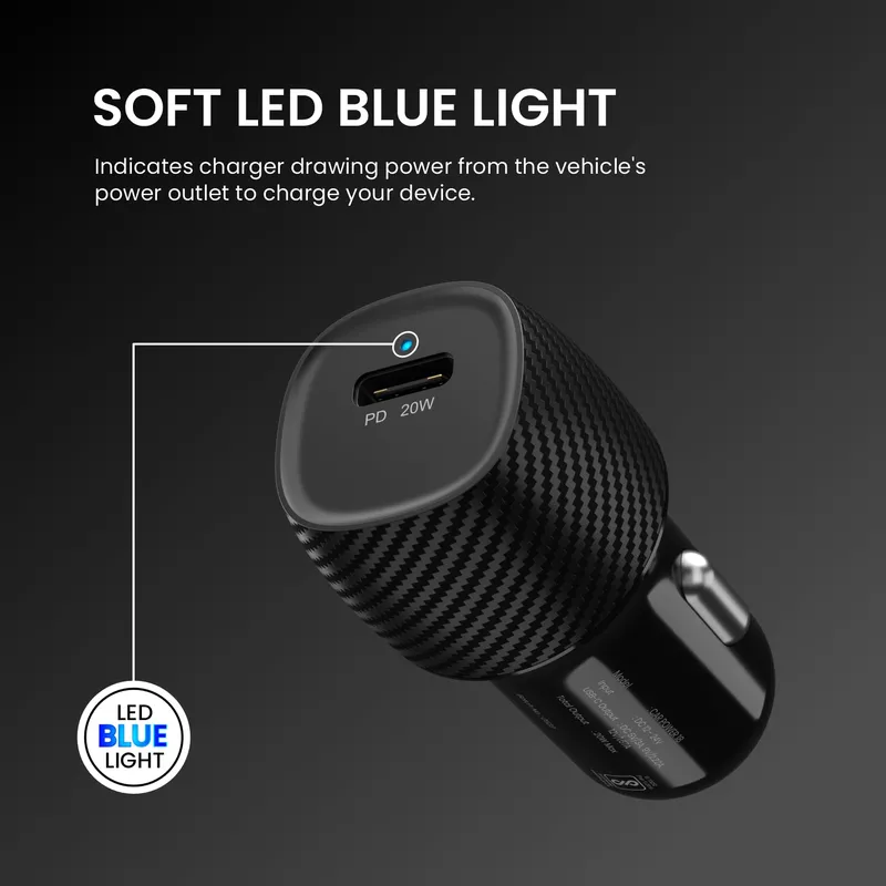 Portronics 20W Type-C PD Car Charger Fast Charging for iPhones & Android Devices Black