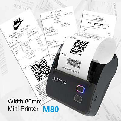 Atpos M80 80mm Portable Bluetooth Thermal Printer | Wireless Printing | 3 Inch
