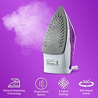 Crompton Fabrimagic Plus 1250 W Steam Iron with 200 ml water tank, Upto 13g /min Steam Output and Teflon Coating Soleplate