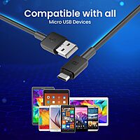Portronics Konnect Link Micro USB Cable – 3A Fast Charging & 480 Mbps Data | 1M | Black