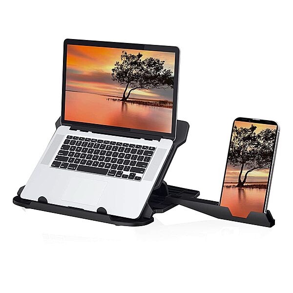 Portronics My Buddy Hexa 22 Laptop Stand – Portable Design | Rotating Base | Black | 1 Year Warranty