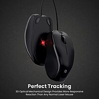 Portronics Toad 101 Wired Optical Mouse – 1200 DPI | USB Plug & Play | High Optical Tracking | 1.25m Cable | Black | PC & Laptop Use