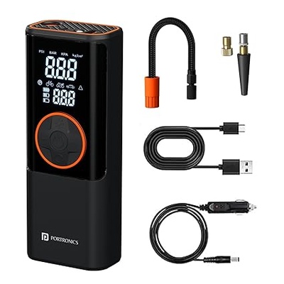 Portronics VAYU 4.0 Tyre Inflator - 4000mAh, Auto Shut-off, Digital Display, Built-in Flashlight, Cordless & Corded - For Cars, Bikes, & Cycles Portronics VAYU 4.0 Tyre Inflator - 4000mAh, Auto Shut-off, Digital Display, Built-in Flashlight, Cordless & Corded - For Cars, Bikes, & Cycles