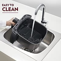 Borosil Digital Air Fryer 4.7 L Capacity with Digital Display | 10 Menu Mode For Home Kitchen | 8 in 1 Function | Air Fryer for Bake, Grill, Roast, Reheat etc. | 90% Less Oil | 1300 Watt