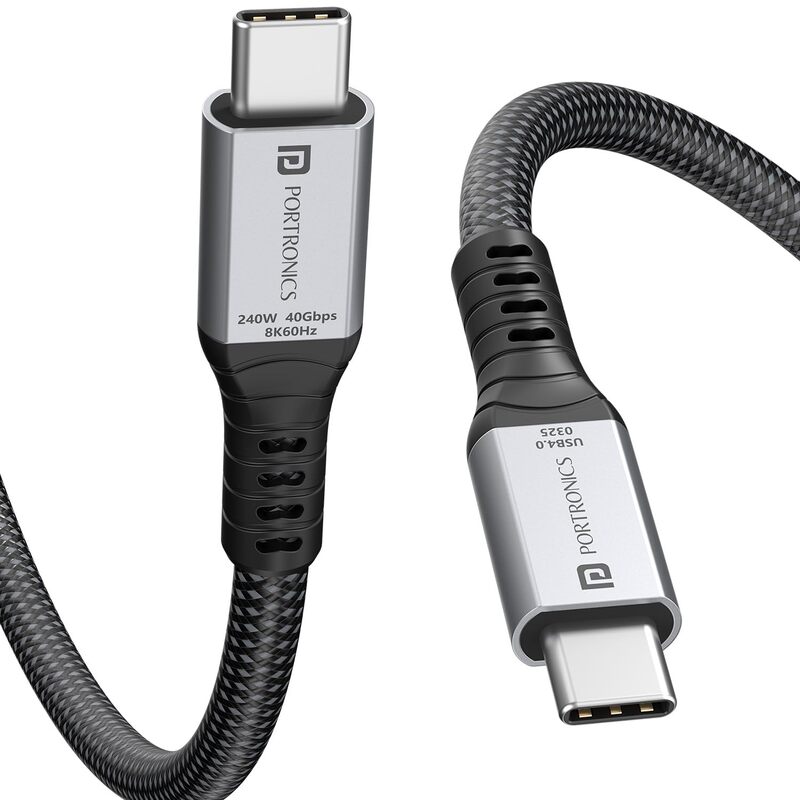 Portronics Flash C2 240W USB4 Type C to Type C Cable 40Gbps Thunderbolt 4 8K 60Hz