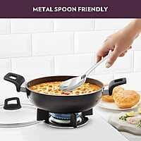 Borosil Granito Non-Stick Kadhai with Glass Lid, Induction Friendly, Granite Finish, PFOA-Free, 26 cm Diameter