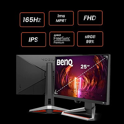 BenQ 24.5" FHD, 165Hz, IPS Gaming Monitor with AMD FreeSync Premium, EX2510S