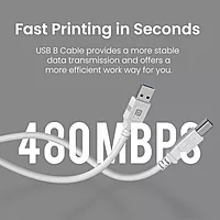 Portronics PrintLink 5 – USB-A to B Printer Cable, 5M, high-speed data transfer, durable design, compatible with various printers, ideal for home and office use, flexible and tangle-free.