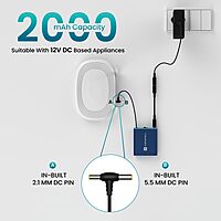 Portronics Power Plus – Mini UPS for WiFi Router (12V, Blue) ensures uninterrupted internet during power cuts, compact design, easy to use, reliable backup for seamless connectivity.